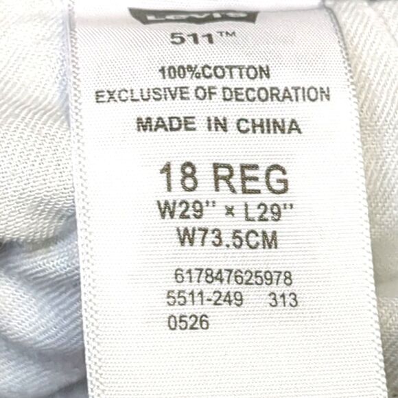 LEVI'S 511 Mens Jeans Skinny Cotton Blend Gray Color Slim Fit Size 29W×29L 18Reg - Picture 8 of 8